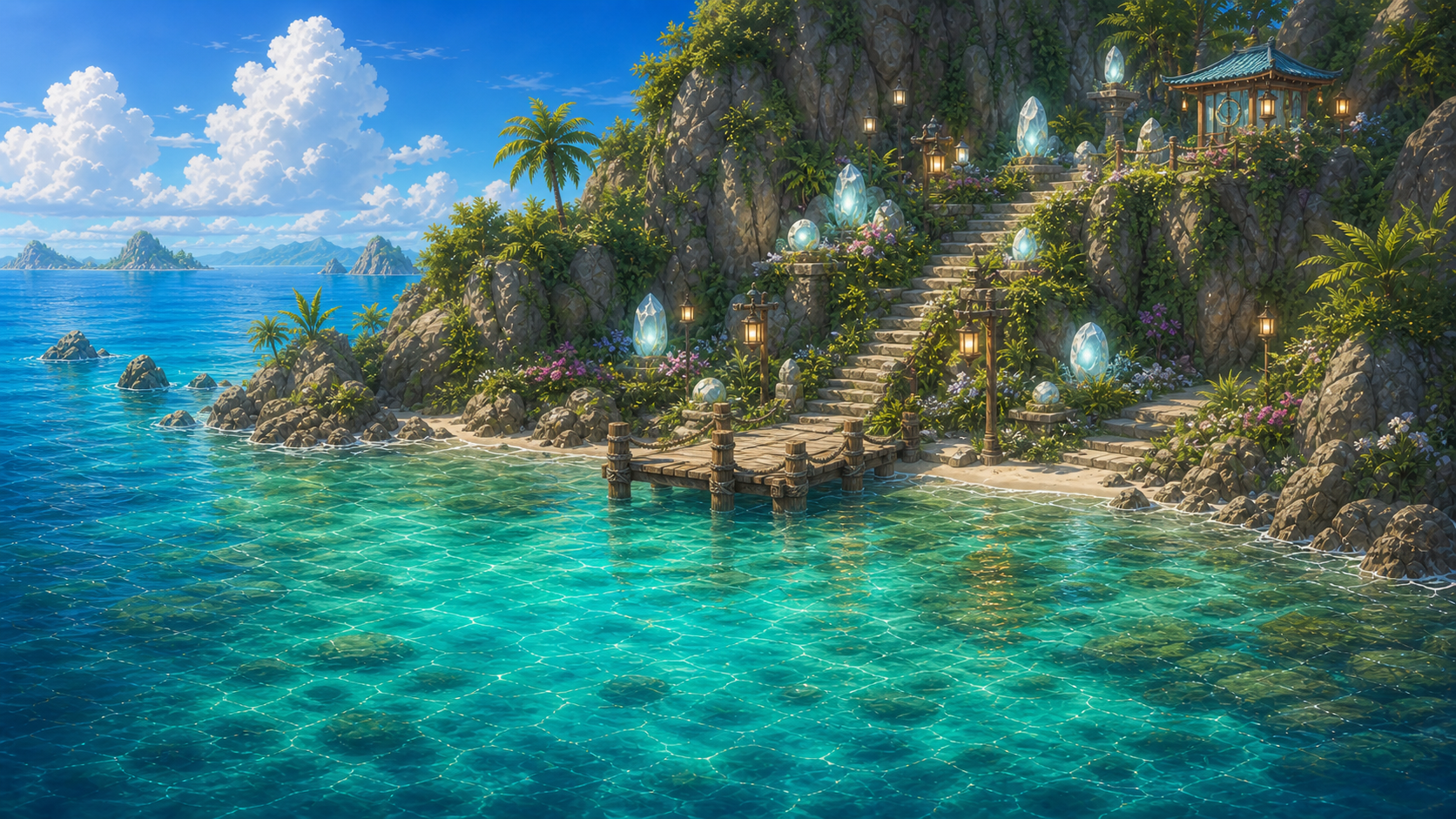 Moonlit Haven, a calm night-time cove
